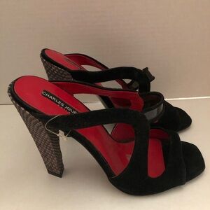 Charles Jourdan Black Suede Heels Elegant Design